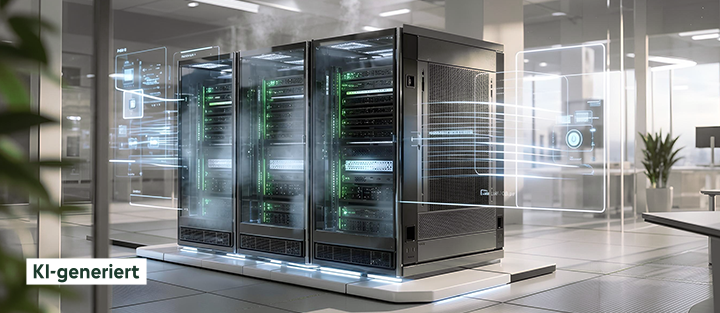 Ein moderner Serverraum mit Kühlsystem