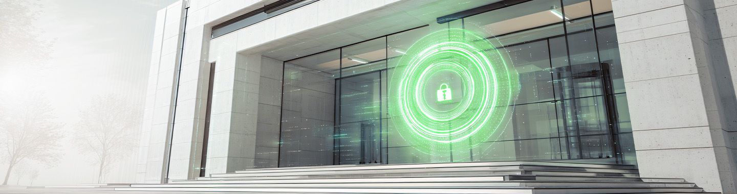 Security icon on a building