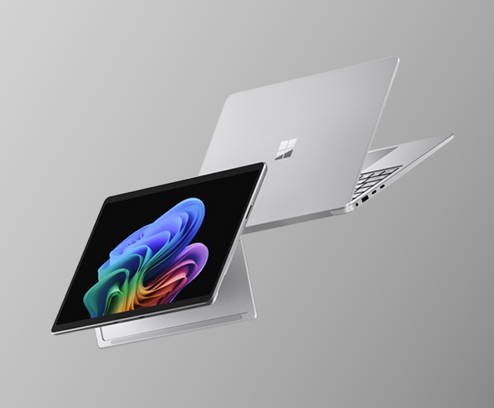 Lightweight silver convertible laptop with touchscreen and Windows operating system in open position