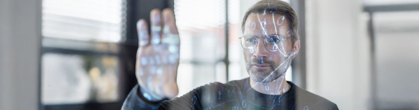 Man analysing code