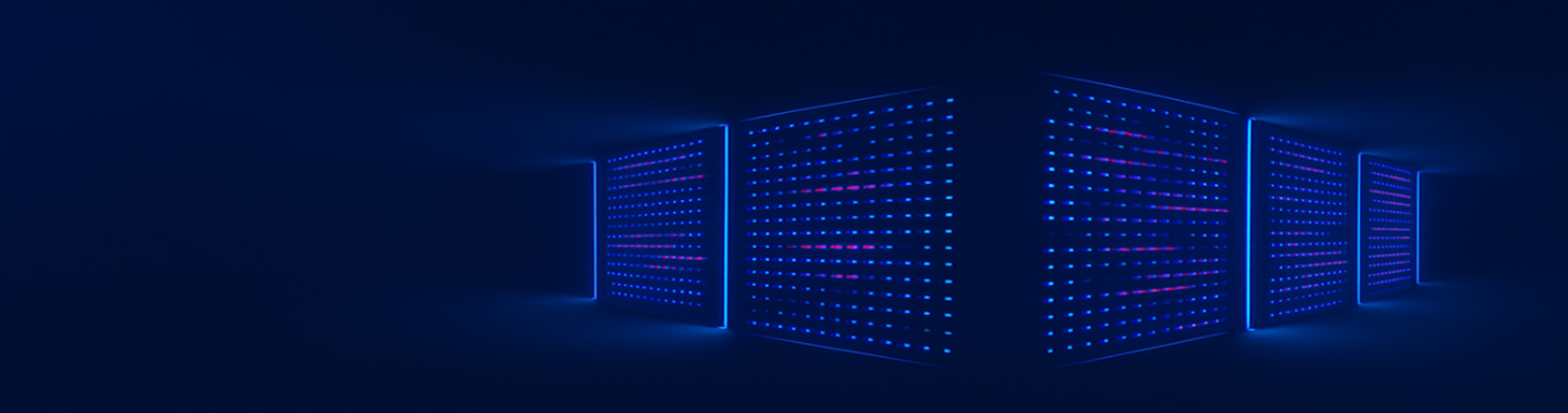 Datacenter with blue lights