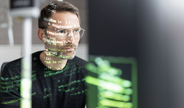 Man working with Data